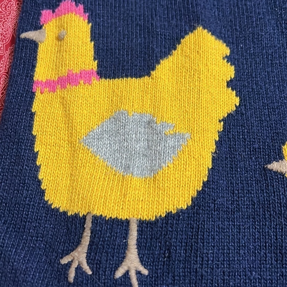 BABY BODEN cotton / cashmere navy dress with chicken motif. 18-24m - Picture 2 of 8